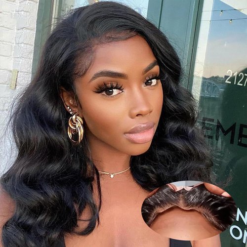 Magale 16 Inch Glueless Wigs Human Hair Short Bob Wig for Black Women No Glue Pre Plucked Bob Wig Wear and Go Body Wave Lace Front Wigs 4x4 Lace Closure Wig for Beginners