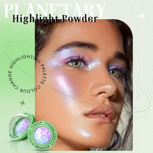 HOSAILY Face Highlighter Palette, Lunar Glow Highlighter Powder Makeup, Chameleon Glitter Shimmer Body Cheek Eye Highlighter, Multichrome Sparkle Holographic Color Shifting Silky Creamy Illuminator#01
