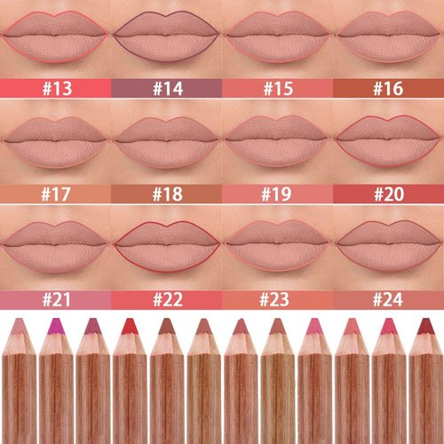 12 Pcs Lip Liner Pencil Set Wooden, Firm yet Smooth, Contour and Line with Ease, Red& Brown lip liner, Comfortable&Hydrating&Moisturizing, Rich Pigmented Color, Long Lasting delineadores de (Set B)