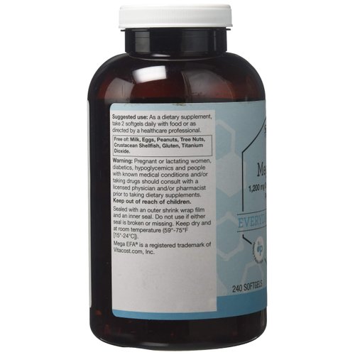 Vitacost Synergy Mega EFA® Mini Gels - 1200 mg per Serving Omega 3 EPA & DHA Natural Strawberry - 240 Softgels