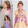 YISSION Princess Dess up Wigs Headband for Girls Long Braided Wig Headband with Purple Pink Flowers Costume Accessories Cosplay Birthday Party Hair Decorations