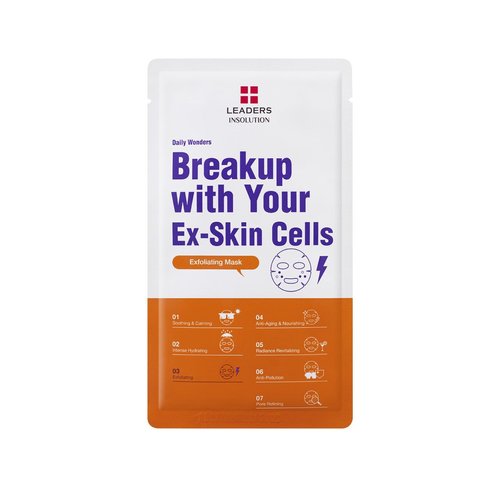 Leaders Insolution] Daily Wonders Break Up With Your Ex Skin Cell Exfoliating Face Cotton Sheet Mask 10Pk