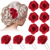 PAGOW 10pcs Rose Hair Clips, Pin Up Rose Flowers Hairpin Clips, Rose Flower Brooch Headpieces, For Women Girl Wedding Valentine Decoration (Rose Diameter 1.5 inch / 38mm)