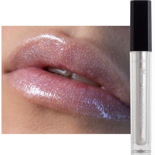 Mynena Diamond Lips | Clear with Silver White Metallic Finish Lip Gloss | High-Shine, Non-Sticky, Non-Drying | Lipstick Topper | Lily