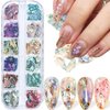 Abalone Seashell Nail Art Sequins, 3D Irregular Thin Nail Art Glitter Flakes Design, Mermaid Shell Slices Decorations UV Gel Shiny Accessories, Ocean Rivet Acrylic Nails Supplies for Women Girls