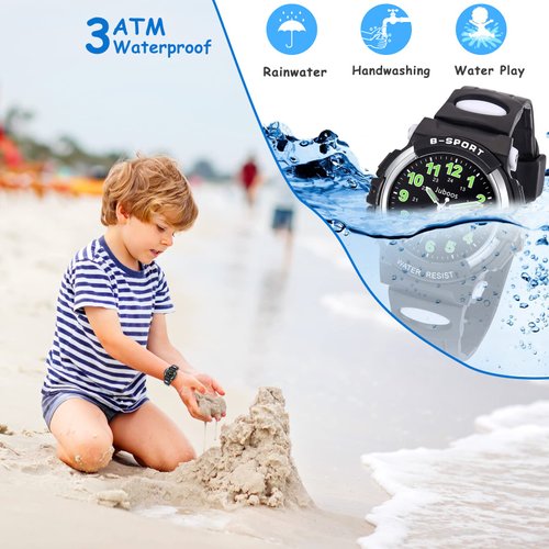 Juboos Kids Analog Watch, Kids Waterproof Quartz Watch for 5-18 Years Old Boys Girls Time Teaching Sports Outdoor Kids Watches, Kids Gifts