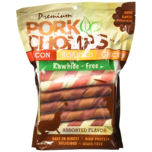 Pork Chomps Baked Pork Skin Dog Chews, 6-inch Twists, Assorted Flavors, 24 Count