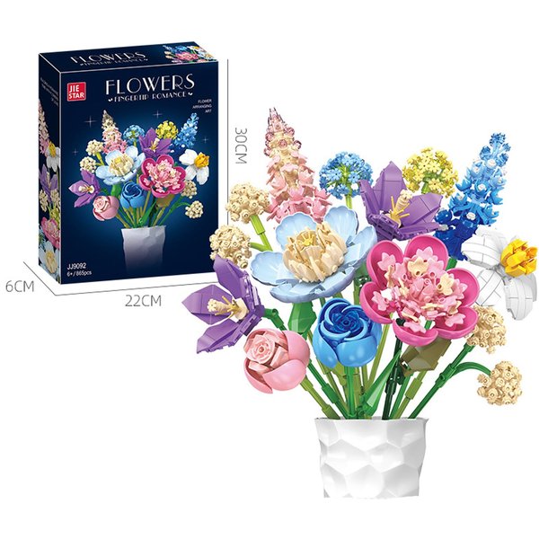 Aimery Flowers Bouquet Building Block Set, Botanical Collection Toy Kits, Plants and Flowers Home Plant Decor