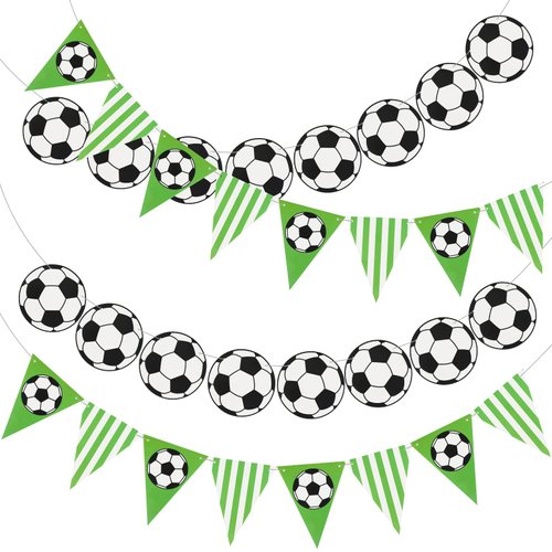 Zonon 4 Pieces Soccer Banner Decoration Party Soccer Birthday Garland for Sports Kids Party Suppl...