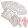 30 Sheets White Flower Nail Art Stickers, White Flower with Rhinestones Designs Nail Decals 3D Self Adhesive Nail Stickers Nail Art Supplies White Flower Stickers for Nails Decorations