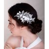 Chargances Bridal Flower Rhinestone Hair Comb Wedding Pearl Leaf Hair Side Comb Fashion Crystal Handmade Hair Accessories for Women and Girls (Rose Gold)