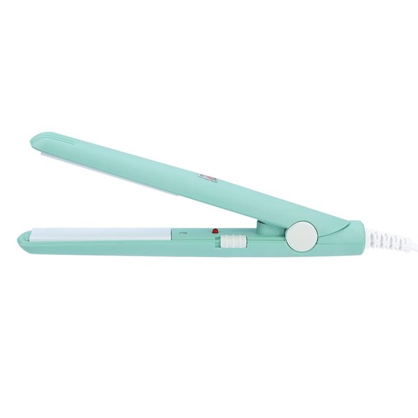 Hair Straightener, 2 in 1 Mini Ceramic Tourmaline Plate Beauty Flat Iron Heating Curler for Home Salon US Plug 8.7 x 3.1 x 1.6in(Matcha Green)