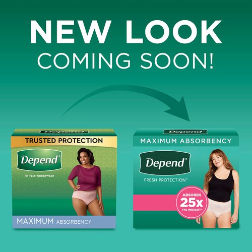 Depend FIT-FLEX Incontinence Underwear for Women, Disposable, Maximum Absorbency, Small, Blush, 19 Count