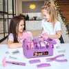 Pink Purple Kids Tool Box Toy Construction Tools (18PCS) Hand Drills,Can be Used at Home,Outdoors,or at Gatherings with Friends Pretend Play Learning Gift for Kids 3 4 5 6 7 Years Old
