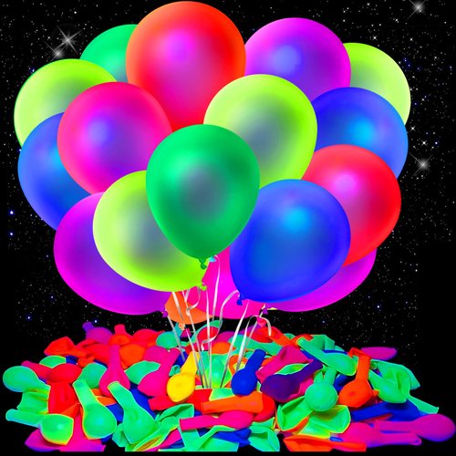 120 Pcs UV Neon Balloons, Neon Glow Party Balloons 7 Colors Glow Balloons Glow in the Dark Balloons for Blacklight Party Birthday Wedding Neon Party Supplies and Decorations (120)