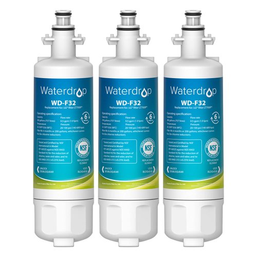 Waterdrop ADQ36006101 Replacement for LG® LT700P® Refrigerator Water Filter, Kenmore® 9690, 469690, ADQ36006102, LFXS30766S, LFXS24623S, FML-3, RFC1200A, RWF1200A, WSL-3, 3 Filters Package May Vary