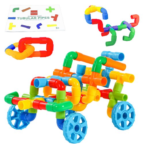 KUTOI Pipe Building Toys, Early Learning Educational Tubular Pipes, Kids Building Blocks, STEM Toys for 3 Year Old + Boys and Girls, 72 Pcs Stim Toy Set