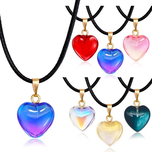 Omlisca Valentine's Day Gifts 24 Pack Colorful Heart Shaped Pendant Necklace Birthday Party Favors Goodie Bags Filler for Women Party Supplies Wedding School Classroom Rewards Exchange