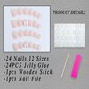 French Tip Press on Nails Short Square Fake Nails Glossy White French Full Cover Glue on Nails with 3D Resin Bow Charm Designs Reusable Nude Stick on Nails for Women Girls Acrylic Manicure 24Pcs