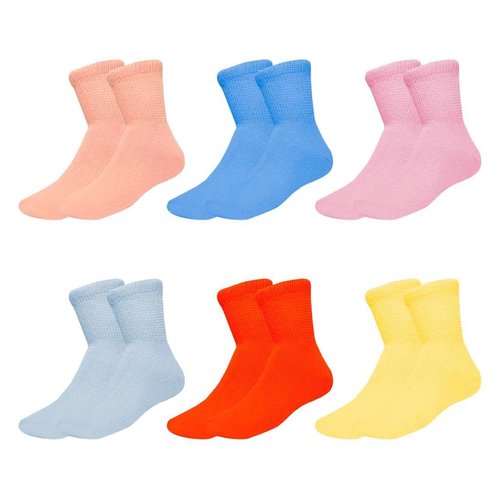 Diamond Star Compression Diabetic Socks Women, Foot Neuropathy Pain Relief, Cotton Premium Non-Binding Crew & Ankle Socks 9-11 (6 Pairs-Fits Shoe Sizes 5-10)