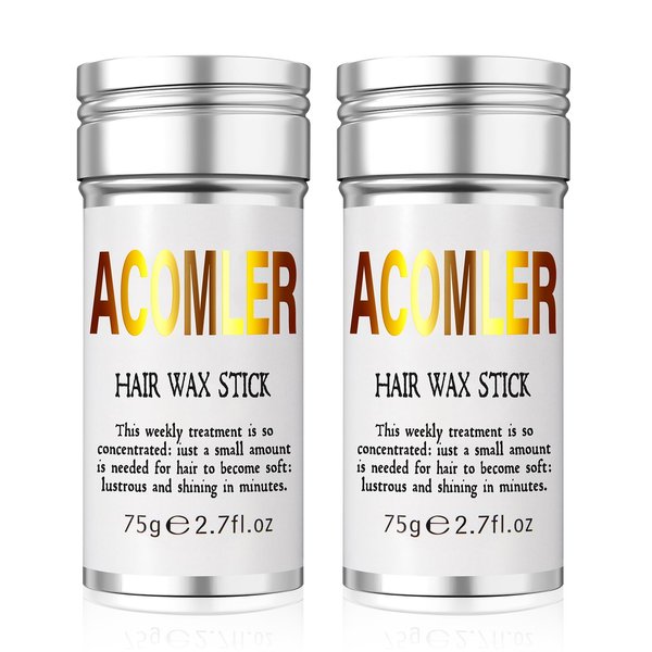 Acomler Wax Stick for Hair,Hair Wax Stick,Hair Wax Stick for Flyaways,Slick Stick for Hair Non-greasy Styling Hair Pomade Stick (Pack of 2 Silver)