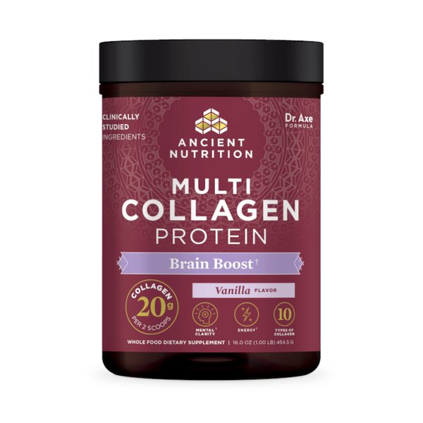 Collagen Powder Brain Boost by Ancient Nutrition, Vanilla Collagen Protein Powder, 45 Serving Brain Supplement for Stress Management and Reduced Joint Discomfort