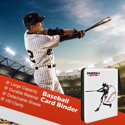 ProCase 4-Pocket Baseball Card Binder Fits 440 Cards, Sport Trading Card Album Book with 55 Sleeves for Baseball Colletible Card Holder -Medium