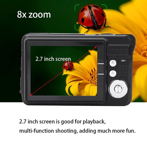 Kids Camera Toys,2.7in Screen Digital Video Camera,Portable Kids Selfie Camera with Battery,Children Birthday Gift for Kids (Black)