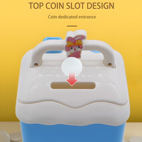 IKRUZZI Electronic Piggy Bank Mini ATM Savings Machine Money Coin Bank Safe Box with Password & Simulate Fingerprint Unlocking,Great Birthday Christmas Toy Gifts for Girls Boys Kids