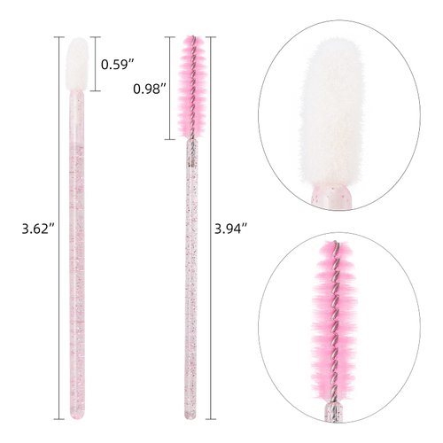Tbestmax 400 Spoolies Mascara Wand and Lip Brush Disposable Lash Brushes for Eyelash Extensions, Lipstick Lip Gloss Wands Applicator Tool (Pink)