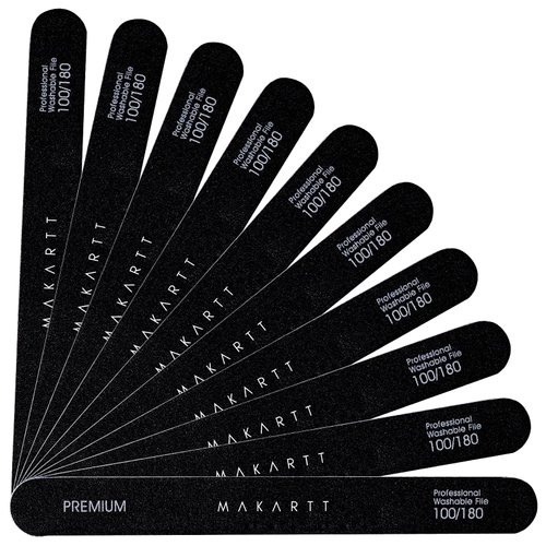 Makartt Nail File 100 180 Grit Emery Boards for Nails 10pcs Black Nail Files Professional Washable Doubled Sides Nail File Kit for Natural Acrylic Nails Coarse for DIY Salon Use