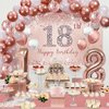 Trgowaul 18th Birthday Decorative Balloon Set Women's Arch, Rose Gold 18th Birthday Banner and Party Tablecloth, Belt and Tiara, Pink Gold 18th Balloon, Pink Birthday Cake Top, Latex Balloon * 60