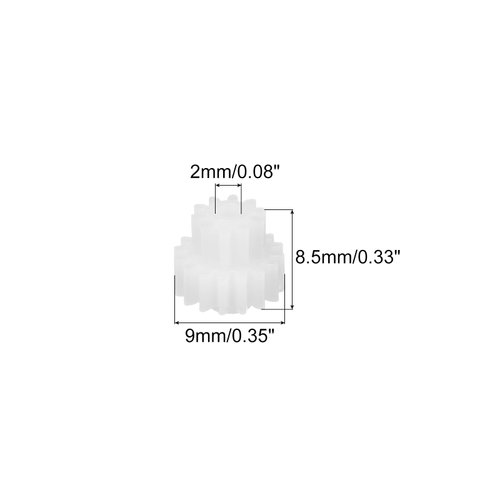 MECCANIXITY 50Pcs Plastic Gears 16 Teeth Plastic Double Gears Model 16102BA Reduction Gear for RC Car Model DIY Robot,White Module 0.5