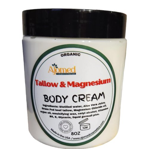 Beef Tallow & Magnesium Body Cream - Magnesium Body Butter - Grass fed beef tallow Magnesium Cream, Full Body Hydration, For Cracked, Dry, Itchy skin- eczema cream- diaper rash (OATMEAL & HONEY)