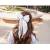 White Hair Bow for Women- Furling Pompoms Pack of 2 Satin Big White Bow Hair Clip for Girls Long Ribbon Alligator Clip Hair Barrettes for Women,Hair Pieces Bridal Wedding Accessories