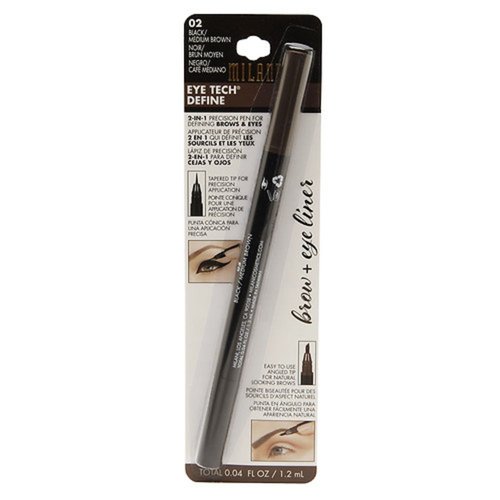 Milani Eye Tech Define - 2-in-1 Brow + Eyeliner Felt-tip Pen, Medium Brown/Black, 0.04 Fluid Ounce
