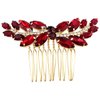 BETITETO Bridal Hair Comb Emerald Green Crystal Wedding Hair Piece Pin Accessories for Women Girls Party (Wine Red)