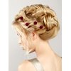Bencailor 24 Pieces Red Rose Bridal Hair Pins Flower Hair Clips U Shaped Hair Jewelry Accessories for Bridal Wedding Dance Birthday Woman Girls Small Bobby Pins for Hair