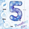 Lunmon 40 Inch Blue Snowflake Balloon Number 3 Snowflake Balloon Snowflake Birthday Balloons Decorations for Girls Birthday Snowflake Themed Party Supplies Winter Party Decorations(Number 5)