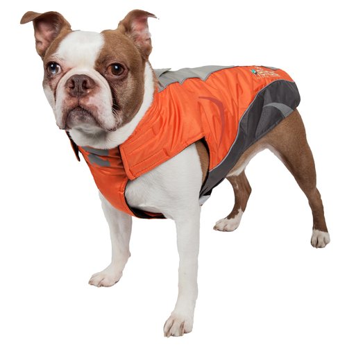 DOGHELIOS 'Altitude-Mountaineer' Wrap-Velcro Protective Waterproof Pet Dog Coat Jacket w/ Blackshark Technology, X-Small, Orange, Charcoal Grey, Light Grey
