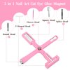 Qianyu Nail Magnet 5 in 1 Multi Function Manicure Cat Magnet Eye Pen with Silicone Protective Case Manicare Magnet Stick Nail Art Design Tools for DIY Nail Salon Studio Home