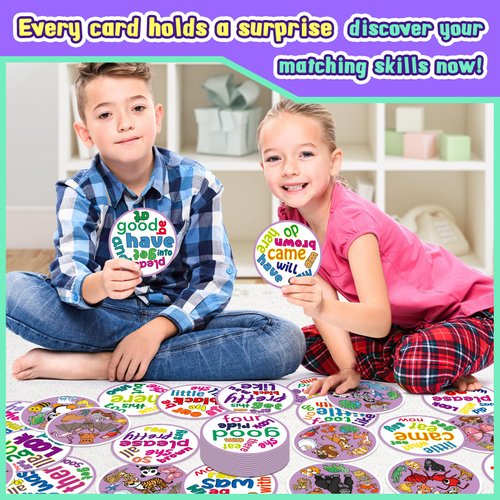 Edulok Memory Card Game, Kids Sight Word Piles Card Games, Animal Table Match Game for Toddlers, Indoor Recess Family Games, Preschool Classroom Reading Games, Homeschool Supplies