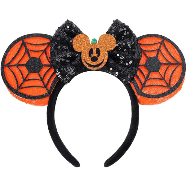 ETLUK Halloween Ears, Mouse Ears for Adult Women Girls Boys, Halloween Headband for Trips Halloween Costumes Hair Accessories (Pumpkin)