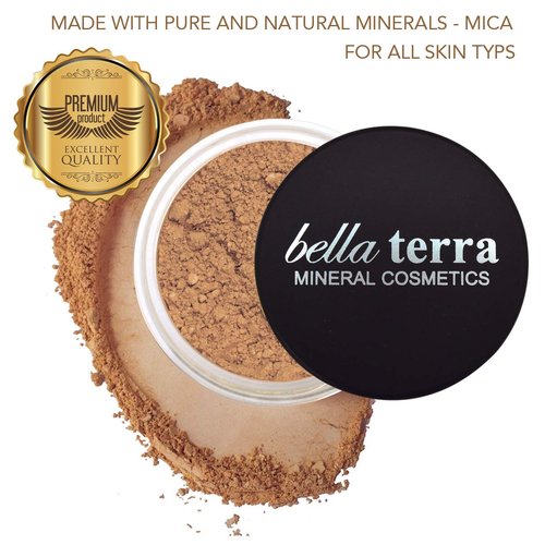 Bellaterra Cosmetics Powder Foundation | Long-Lasting All-Day Wear | Buildable Sheer to Full Coverage – Matte | Sensitive Skin Approved | Natural SPF 15 (Chestnut) 9 grams
