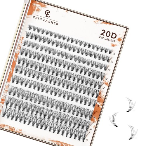 Lash Clusters Individual Lashes 200 Clusters False Eyelash 20D Crislahes Clusters Extensions Individual Lashes Cluster DIY Eyelash Extensions at Home (Mix 8-18mm 20D)