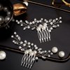 Ysleen Wedding Hair Comb, 2 Pcs Pearl Rhinestone Headpiece Flower Side Combs Hair Clip Bridal Hair Accessories for Girls, Silver