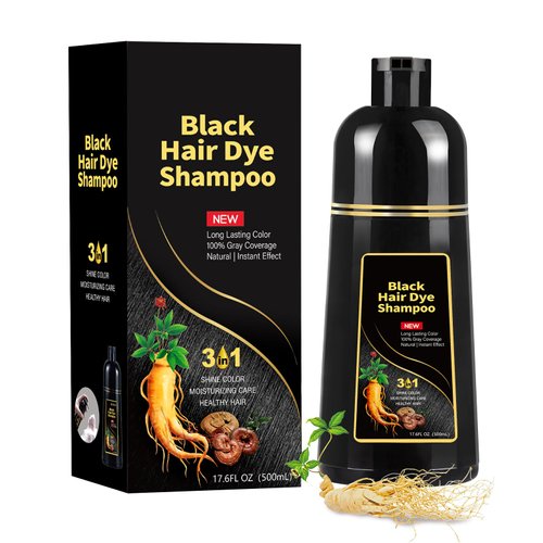 Black Hair Dye Shampoo 3 in 1，100% Gray Coverage，Simple and Effective Black Shampoo，Black Hair Color Shampoo Can Save You From Being Bothered by Gray Hair，It is Great Gift for the Family (17.6 Fl Oz)