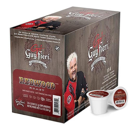 Guy Fieri Flavortown Roasts Coffee Pods, Redwood Roast, Bold Dark Roast Single Serve Coffee for Keurig K Cups Brewer Machines, 24 Count…