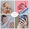 BABALAL Square Press on Nails Short Acrylic Nails Glossy Nails Squoval Black Star Fake Nails 24Pcs Artificial Nails for Women and Girls
