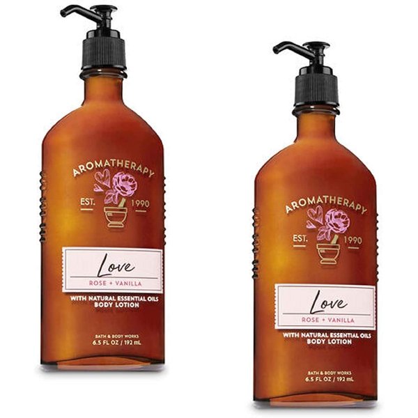 BATH AND BODY WORKS Aromatherapy LOVE - ROSE & VANILLA Lot of 2 Body Lotion - Full Size